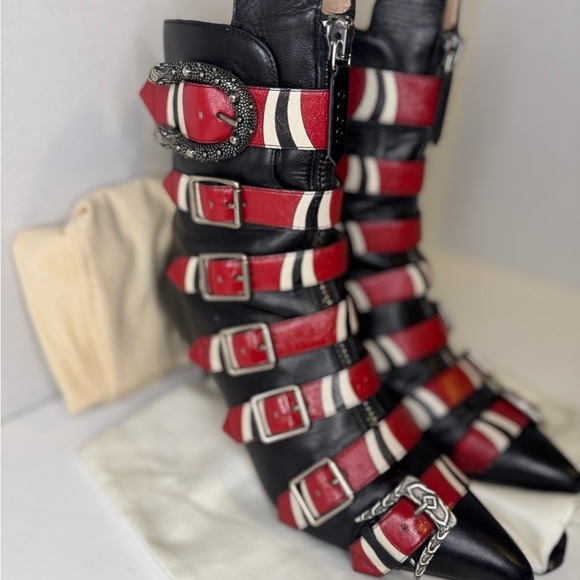 Gucci Kingsnake Dionysus Leather Multicolor Boots Size 38. - Picture 3 of 15